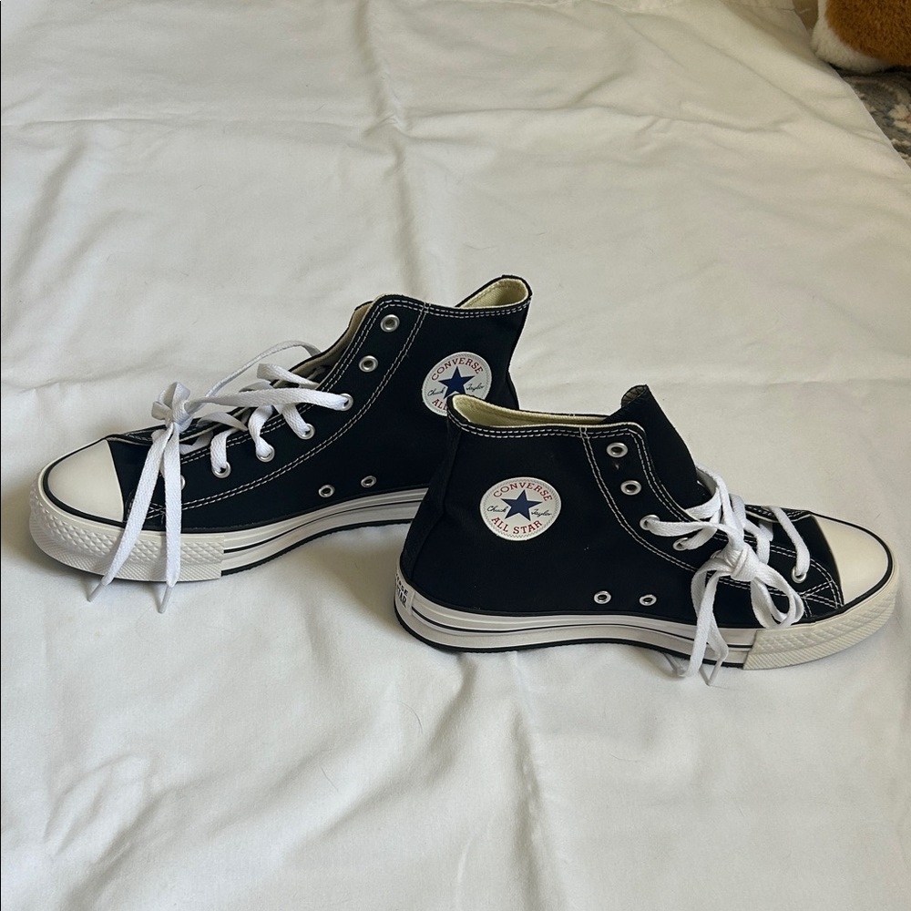 Converse Black High-Top Canvas Sneakers with White Accents - Picture 2 of 5